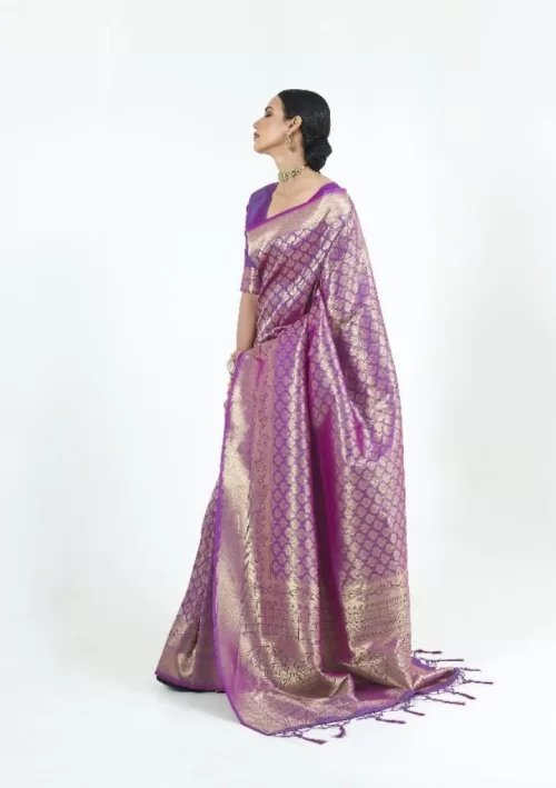 Turnip purple Kanjivaram saree with zari work