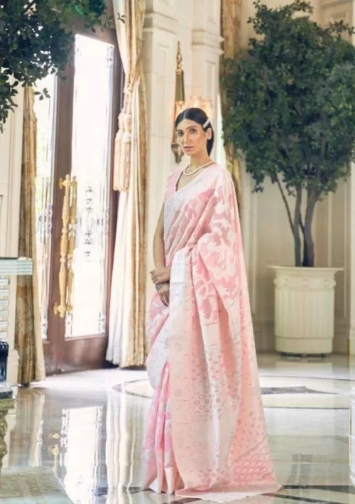 Chikankari saree in blush pink