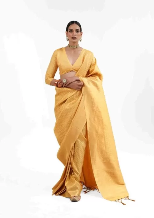 Gold yellow Kanjivaram silk saree