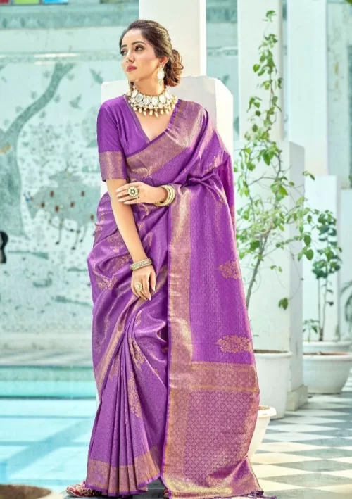 Lavender kanjivaram silk saree