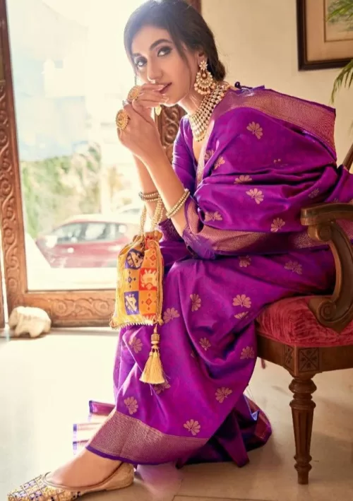 Orchid purple kanjivaram silk saree