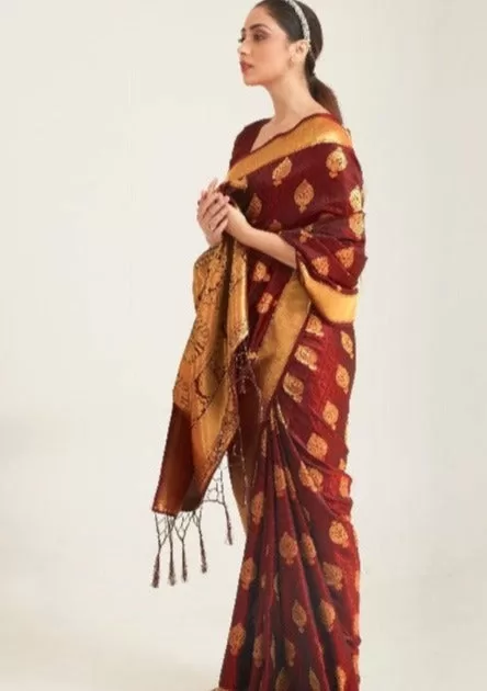 Cappuccino brown kanjivaram saree