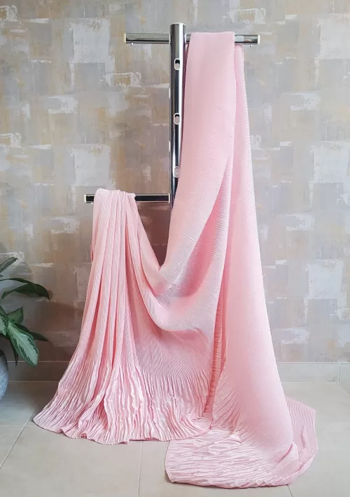 Crush saree in powder pink