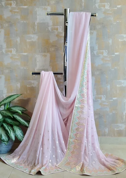 Blush pink boutique style saree