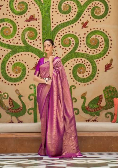 Mauve kanjivaram silk saree